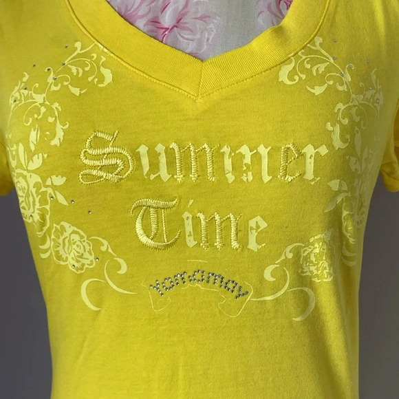 Yamamay short sleeve yellow summer time shirt size L - Picture 2 of 9